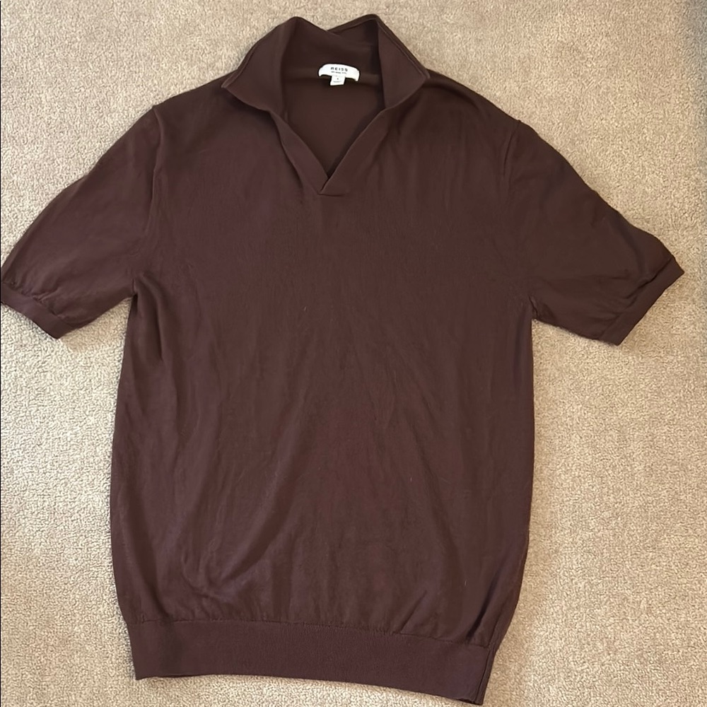 Brown Reiss Short Sleeve Polo Shirt